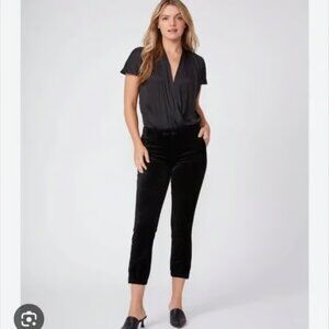 NEW ! $229 Paige mayslie cropped ankle black velvet jogger pants 27